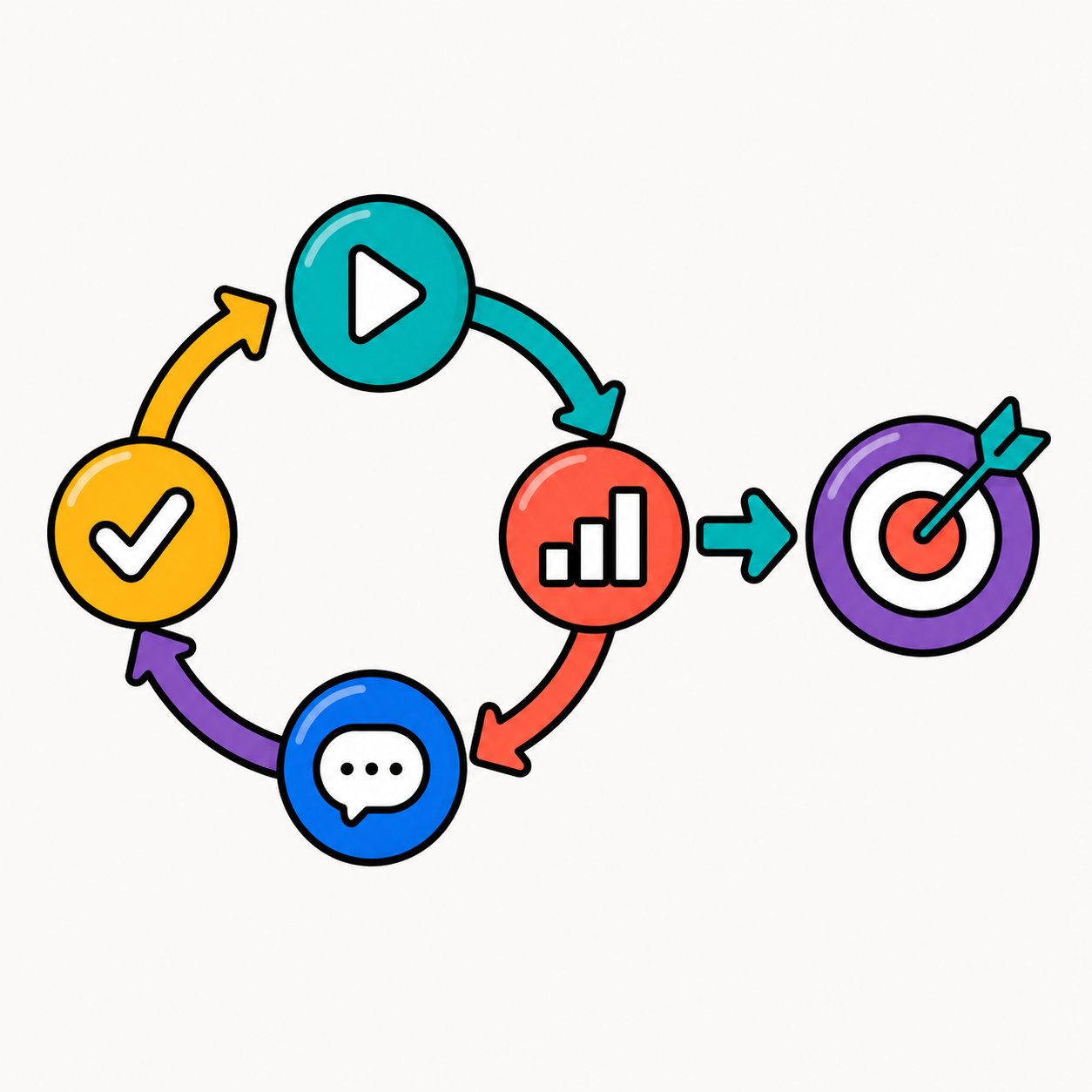 Circular feedback loop leading to a target