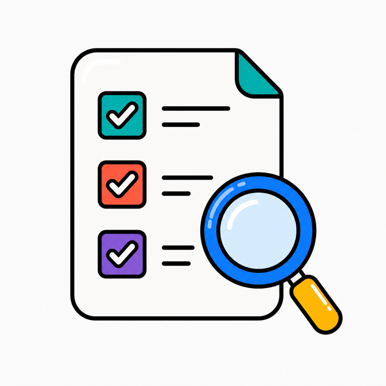 Checklist document with magnifying glass