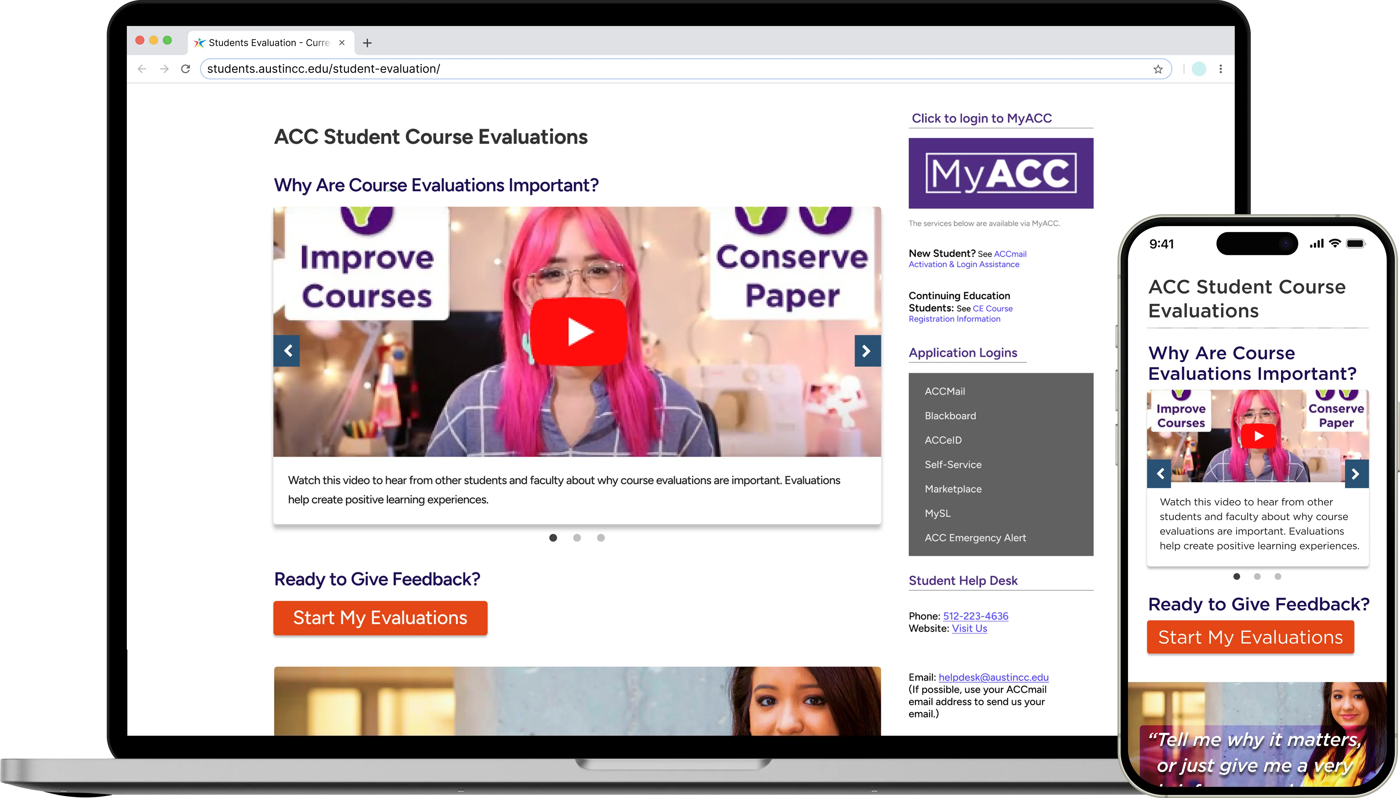 Hero image for ACC course evaluation redesign